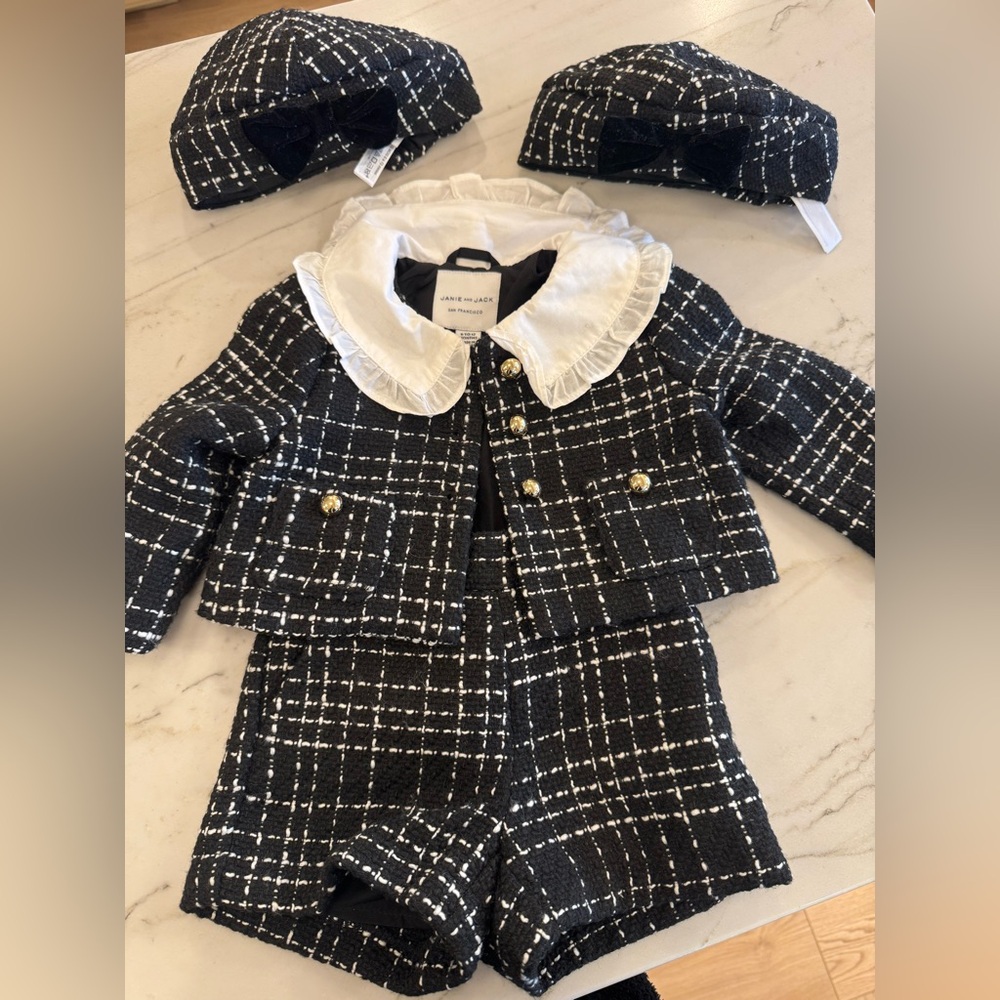 Janie & Jack Tweed Outfit with Hats